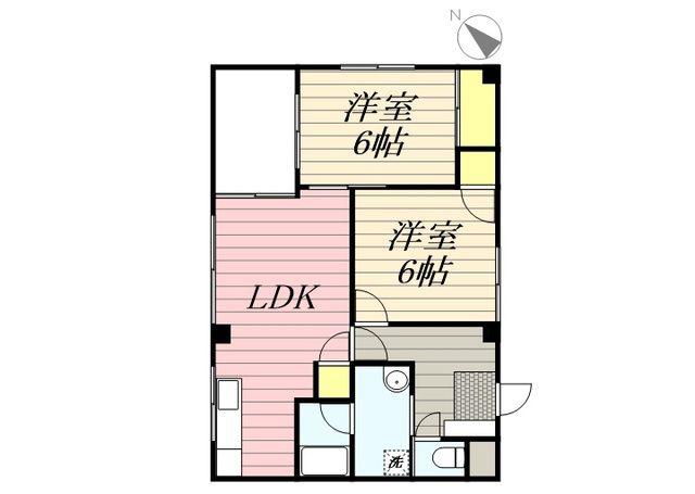 サーパス福島(2LDK/4階)の間取り写真