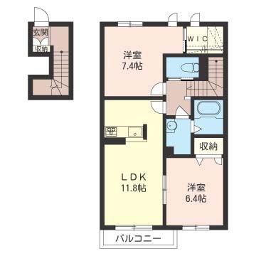 アリュールII(2LDK/2階)の間取り写真