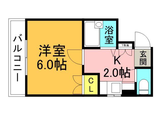 フラット モール(1K/4階)の間取り写真