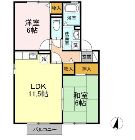 ラファール(2LDK/1階)の間取り写真