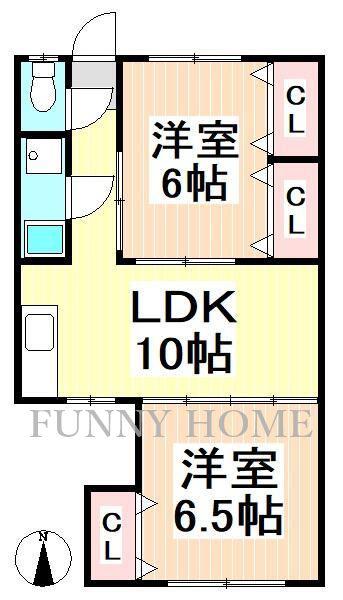 千代荘(2LDK/2階)の間取り写真