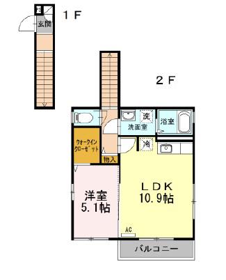 エコフォレスト(1LDK/2階)の間取り写真