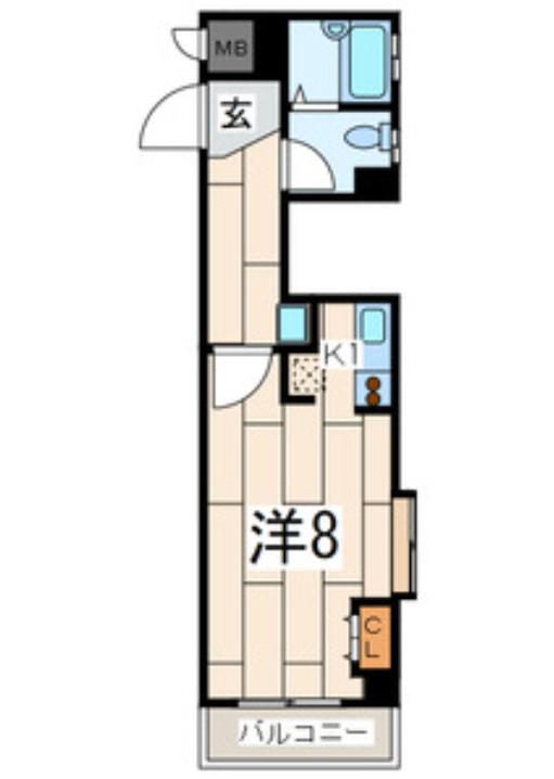 アールブラン生田(1K/2階)の間取り写真