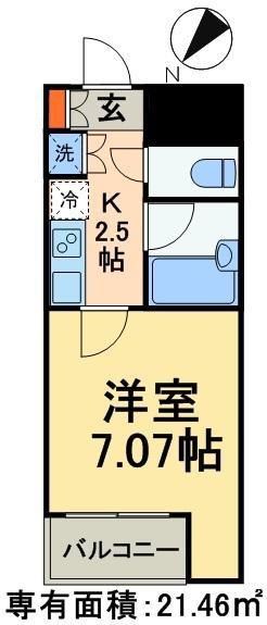 ウエスト エストゥディオ(1K/5階)の間取り写真