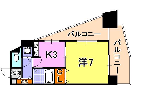 リーガル神戸元町(1K/2階)の間取り写真