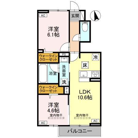 RESIDIA 東城南(2LDK/1階)の間取り写真