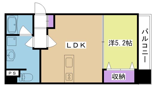 ディアさくら夙川(1LDK/2階)の間取り写真