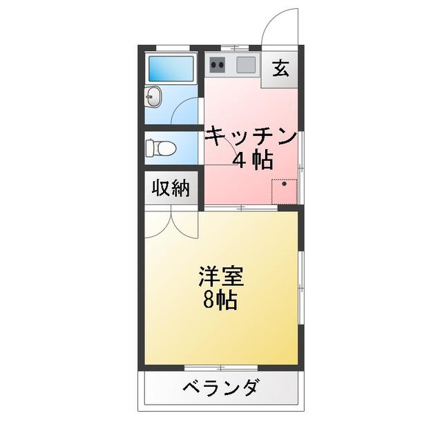 白菊ハイツ B(1K/2階)の間取り写真