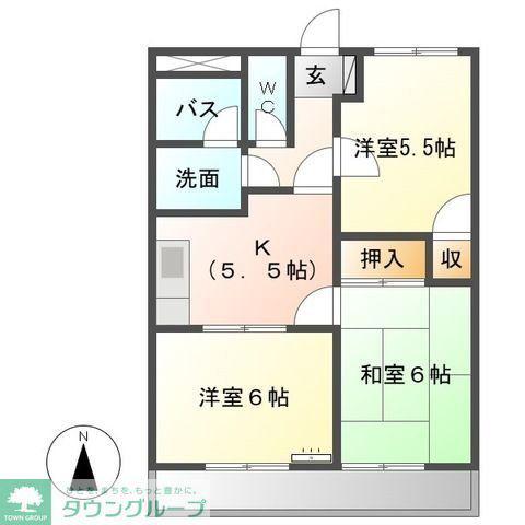 エコーハイツ(3K/2階)の間取り写真