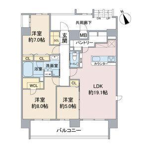 CASA VIA(3LDK/9階)の間取り写真