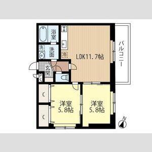 リベア北郷(2LDK/4階)の間取り写真