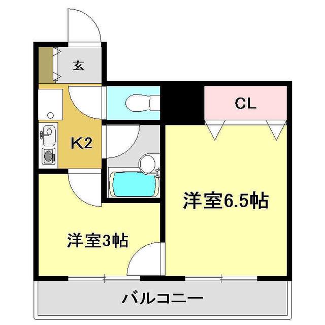 カーサグラン高知(2K/4階)の間取り写真