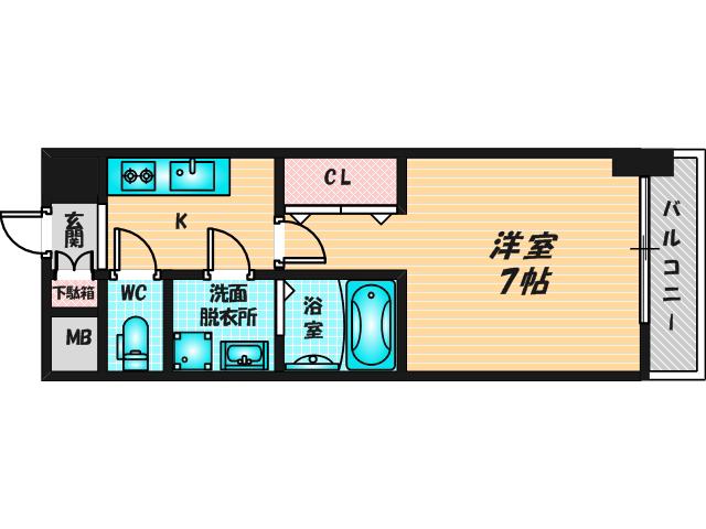 S-RESIDENCE高井田CENTRAL(1K/3階)の間取り写真