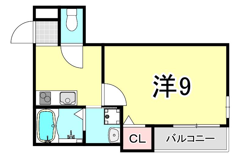 フジパレス西宮戎V番館(1K/1階)の間取り写真