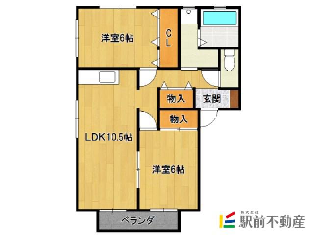 エコランスピア梅乃(2LDK/2階)の間取り写真