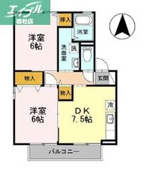 ベルメゾン(2DK/1階)の間取り写真