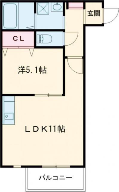ブラン荒井A棟(1LDK/3階)の間取り写真