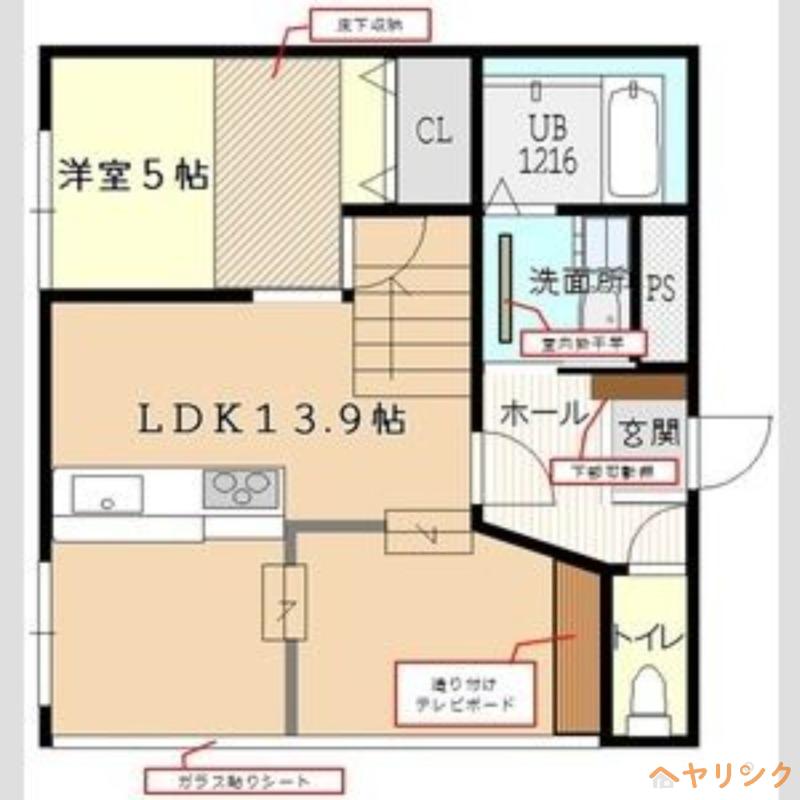 早川コーポ(1LDK/1階)の間取り写真