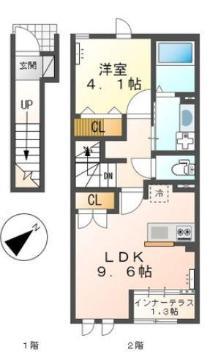 アンソレイエ(1LDK/2階)の間取り写真