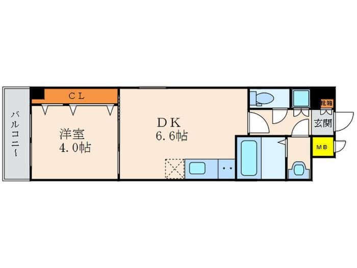 アイカーサ綾小路(1DK/4階)の間取り写真