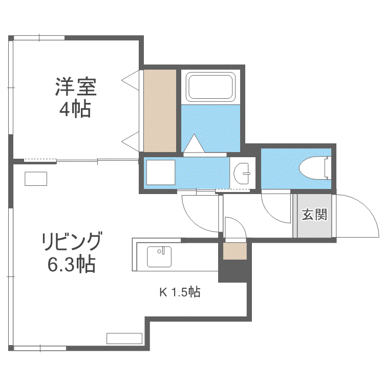 PRIMECOURT北円山(1DK/2階)の間取り写真