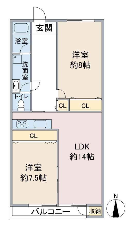 メゾン親名(2LDK/2階)の間取り写真