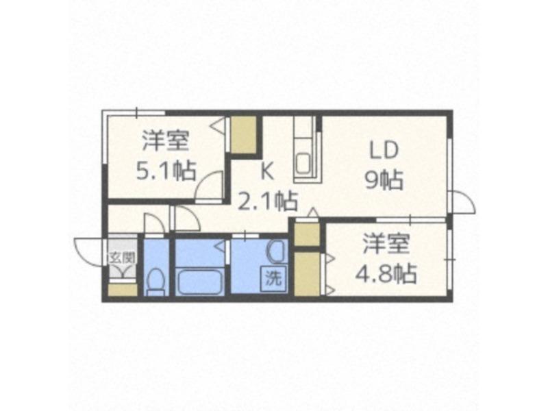J-ECOA美園A(2LDK/3階)の間取り写真