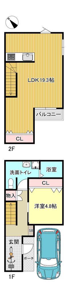 HS COAT(1LDK/2階)の間取り写真