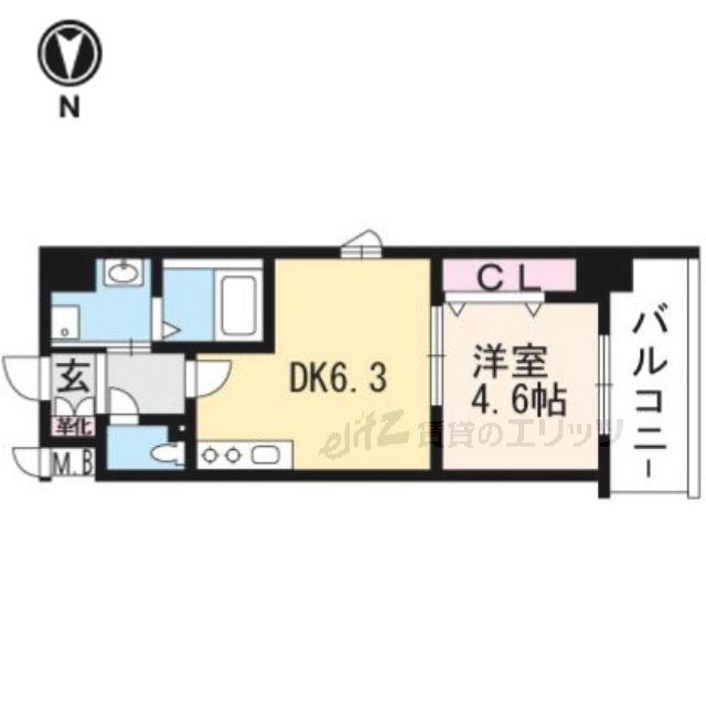 レシオ千里丘(1DK/4階)の間取り写真