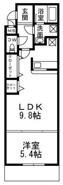 ロックブリッジ(1LDK/1階)の間取り写真