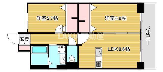 ステラコート城東(2LDK/3階)の間取り写真