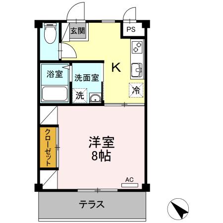 PRIDE-I(1K/1階)の間取り写真