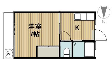 ハイツカナン(1K/2階)の間取り写真