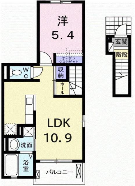 ベルウッド(1LDK/2階)の間取り写真