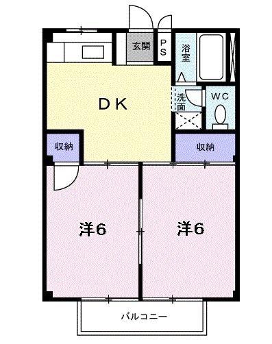 シティハイツ池上(2DK/1階)の間取り写真