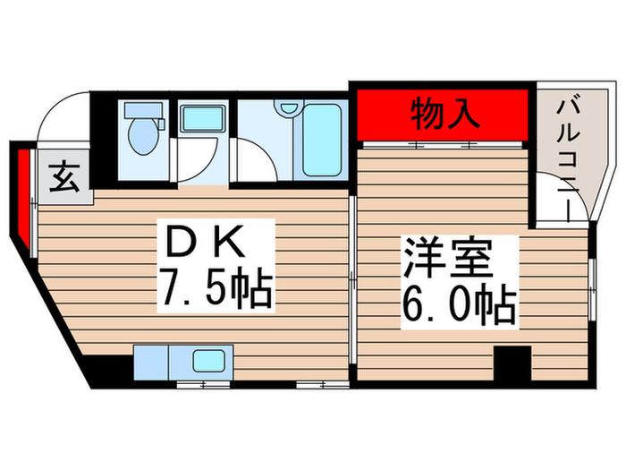 岡村ビル(1DK/3階)の間取り写真