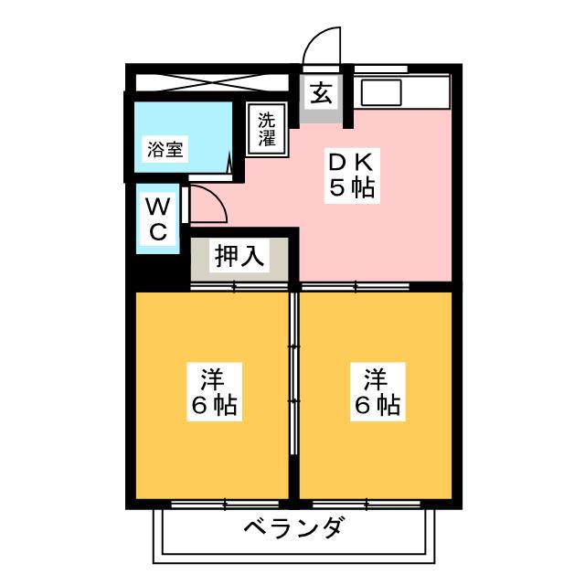 サンライズマンション(2DK/2階)の間取り写真
