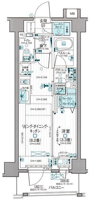 デュオステージ中野(1LDK/4階)の間取り写真
