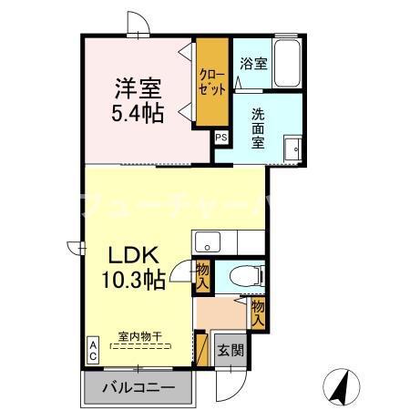 シャーメゾン コンフォール(1LDK/1階)の間取り写真