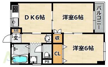 内田ビル(2DK/2階)の間取り写真