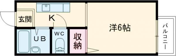 シティロイヤル富雄北(1K/2階)の間取り写真