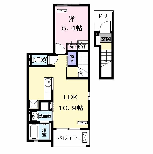 CASA VIOLA(1LDK/2階)の間取り写真