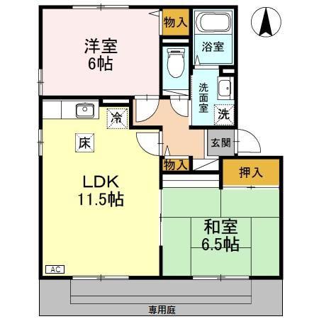 ラフィネ・A(2LDK/1階)の間取り写真