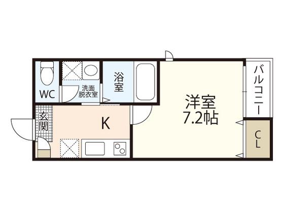 GRANDTIC LAULEA(1K/2階)の間取り写真
