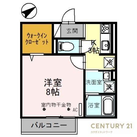 セレーノ(1K/2階)の間取り写真