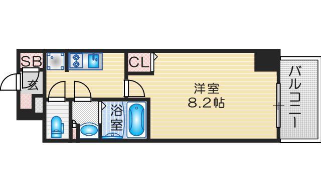 TOPAZ江坂(1K/8階)の間取り写真