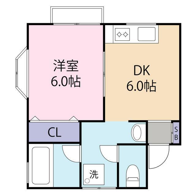 コーポトウズ(1DK/1階)の間取り写真