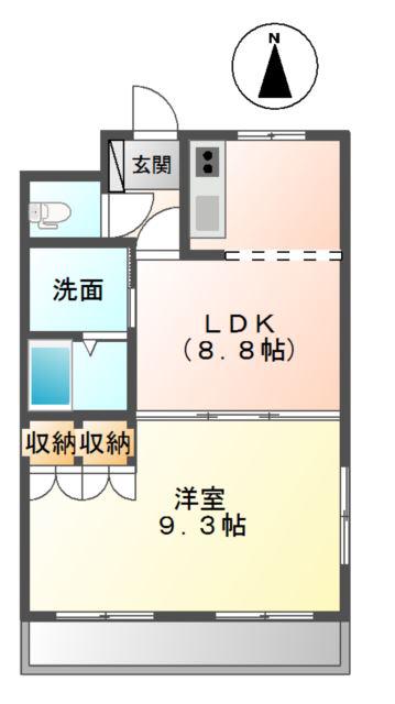 プルメリア(1LDK/1階)の間取り写真