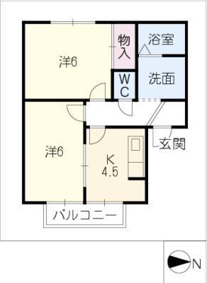 ハイライフ幸田(1LDK/1階)の間取り写真