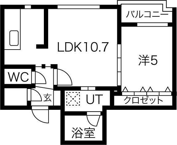 シティプラザ手稲本町(1LDK/2階)の間取り写真